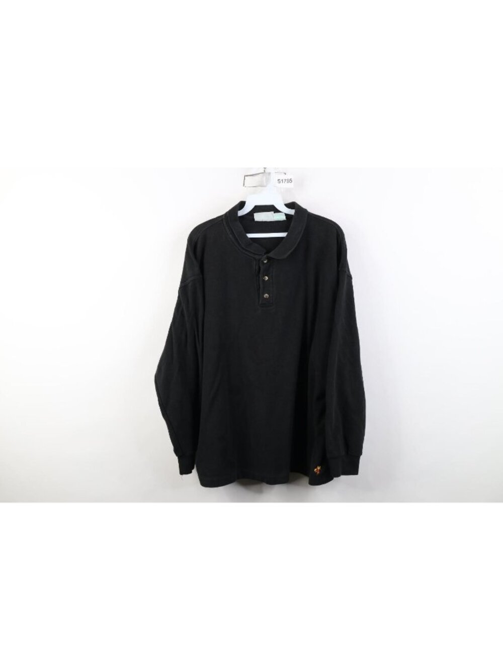 Vintage 90s Streetwear Mens 2XL Faded Bee Boxy Fit Long Sleeve Polo Shirt Black